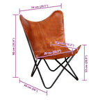 Silla Butterfly de cuero auténtico marrón
