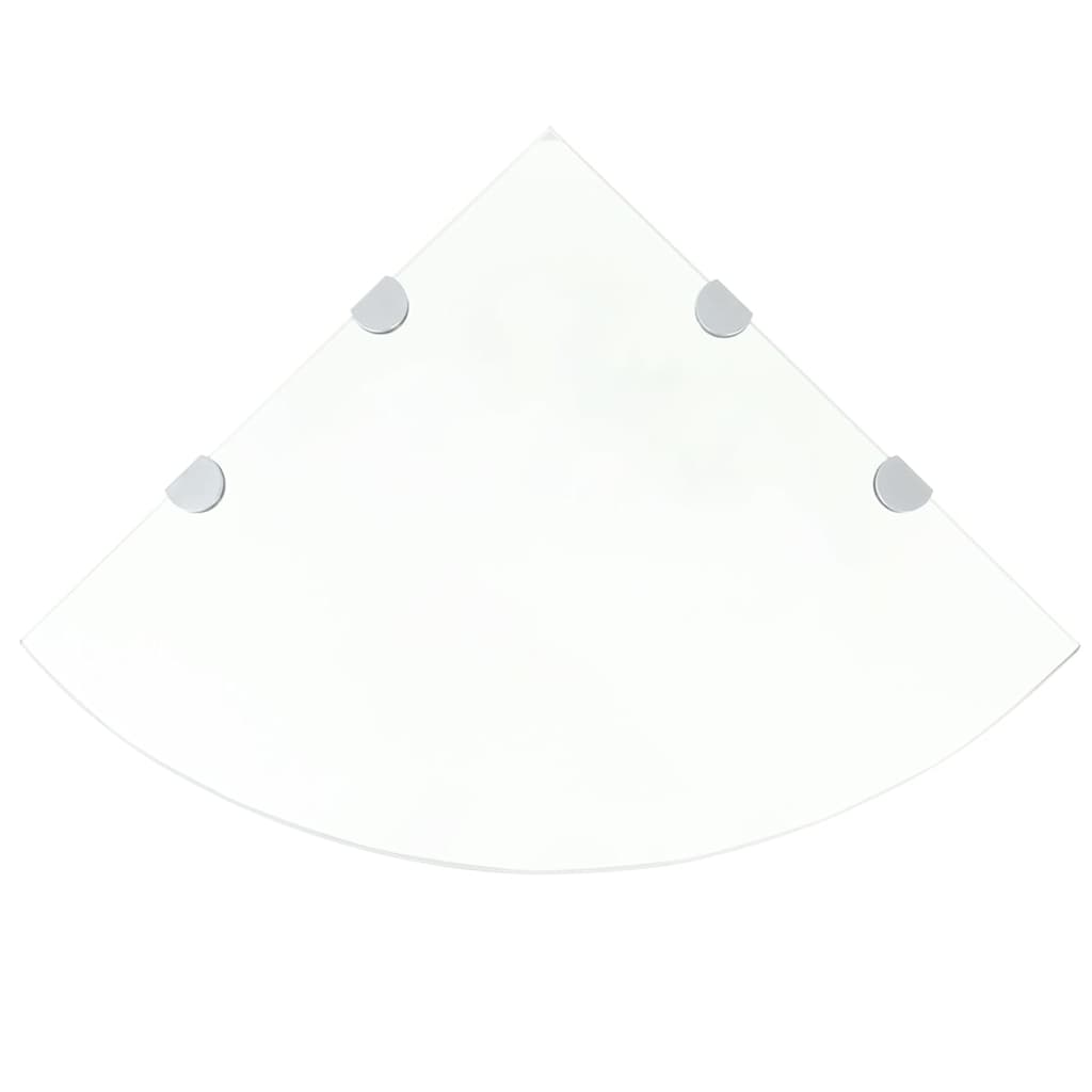 Corner shelf with chrome brackets white glass 25x25 cm