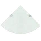Estante de esquina con soportes cromados vidrio blanco 25x25 cm