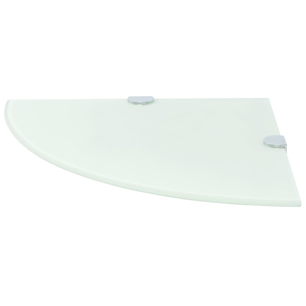 Estante de esquina con soportes cromados vidrio blanco 25x25 cm