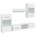Juego de muebles de salón 5 piezas con iluminación LED blanco