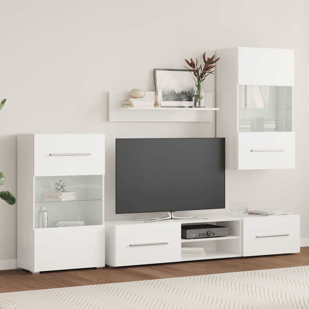 Juego de muebles de salón 5 piezas con iluminación LED blanco
