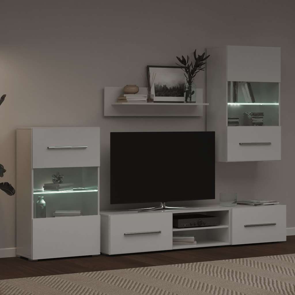 Juego de muebles de salón 5 piezas con iluminación LED blanco