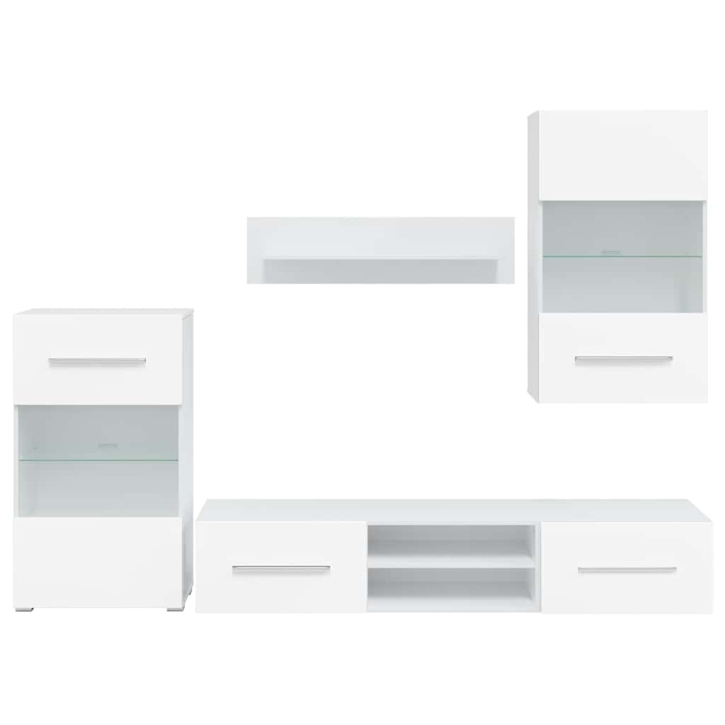Juego de muebles de salón 5 piezas con iluminación LED blanco