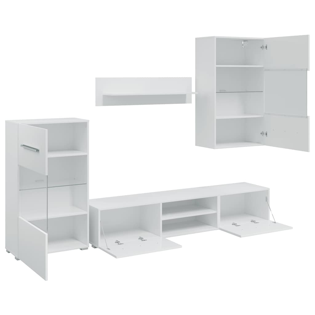 Juego de muebles de salón 5 piezas con iluminación LED blanco