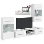 Juego de muebles de salón 5 piezas con iluminación LED blanco