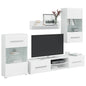 5-piece living room furniture set with LED lighting, white