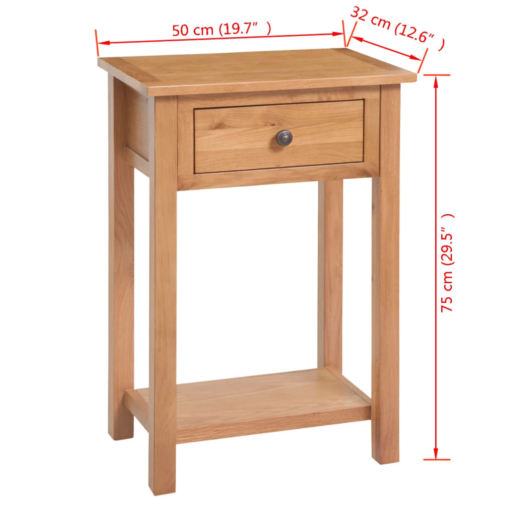 Mesa consola de madera de roble maciza 50x32x75 cm