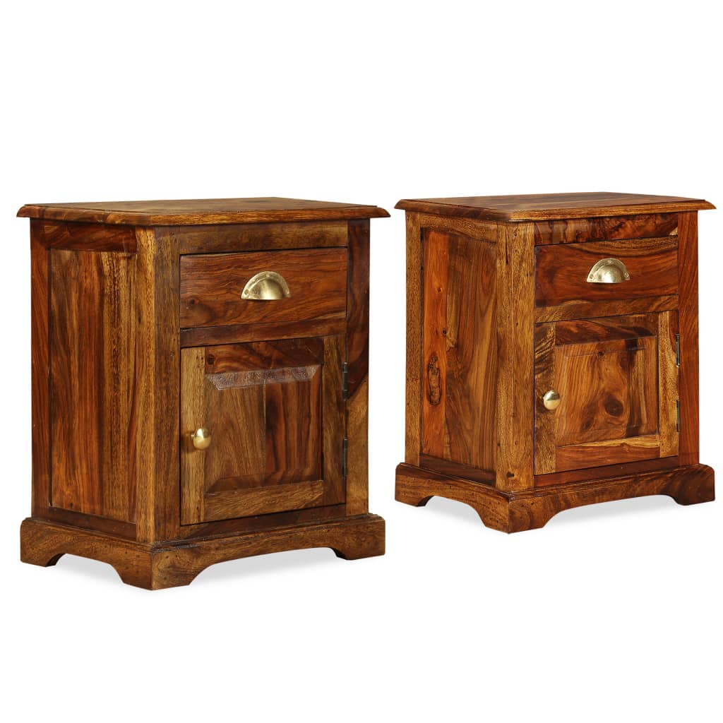 Mesitas de noche 2 uds madera maciza de acacia 40x30x50 cm