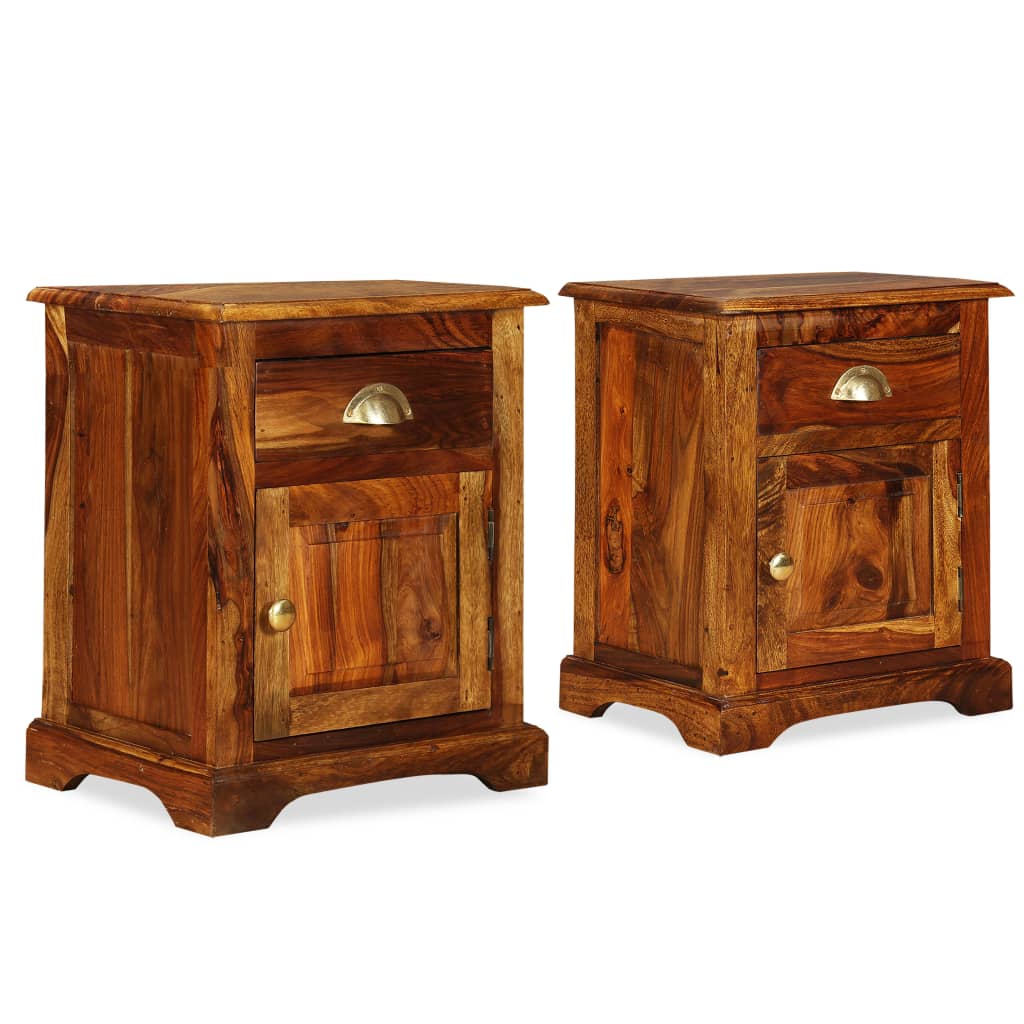 Mesitas de noche 2 uds madera maciza de acacia 40x30x50 cm