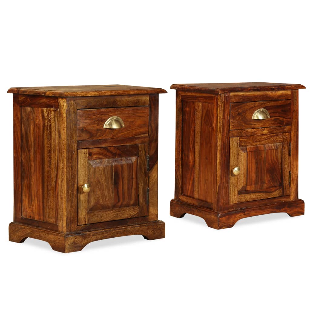 Mesitas de noche 2 uds madera maciza de acacia 40x30x50 cm