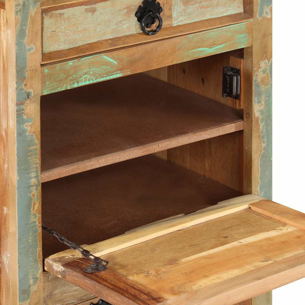 Zapatero de 4 niveles con cajón madera maciza reciclada