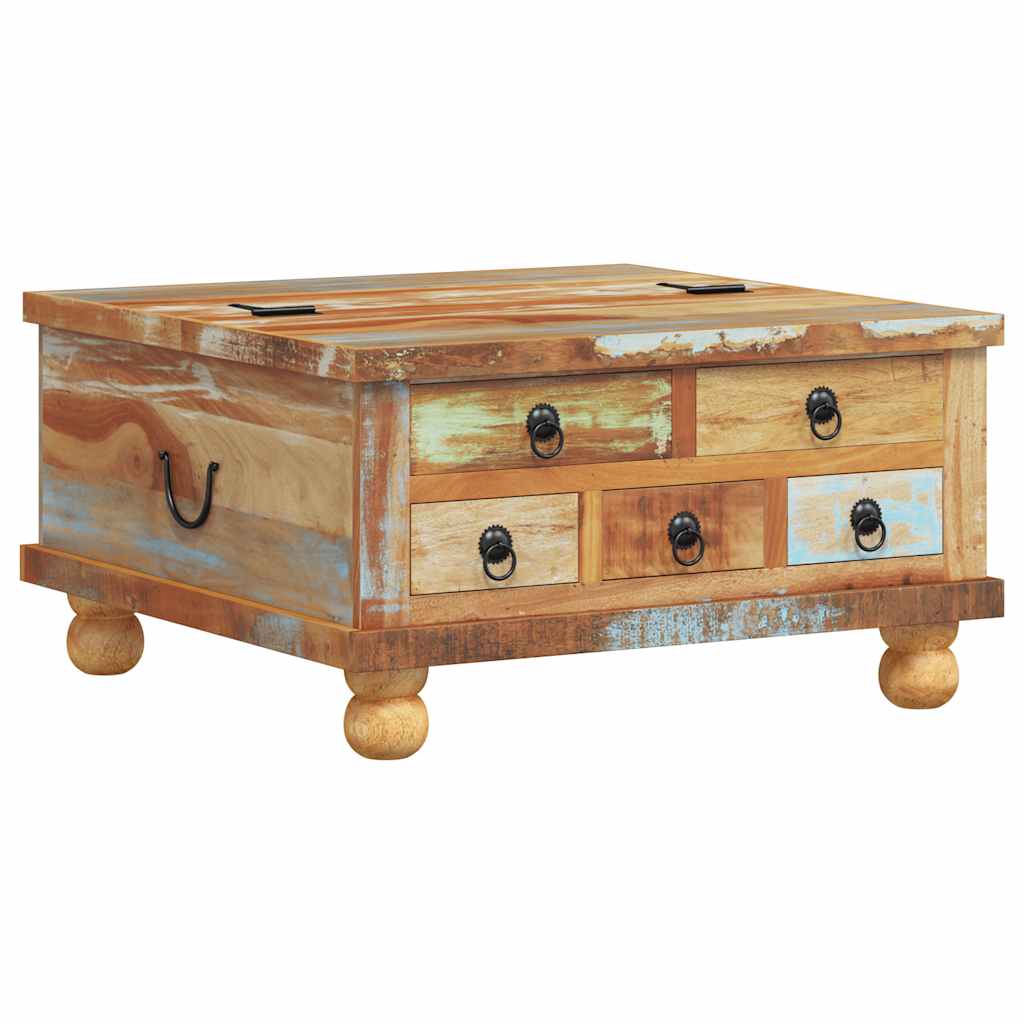 Mesa de centro de madera maciza reciclada 70x70x38 cm