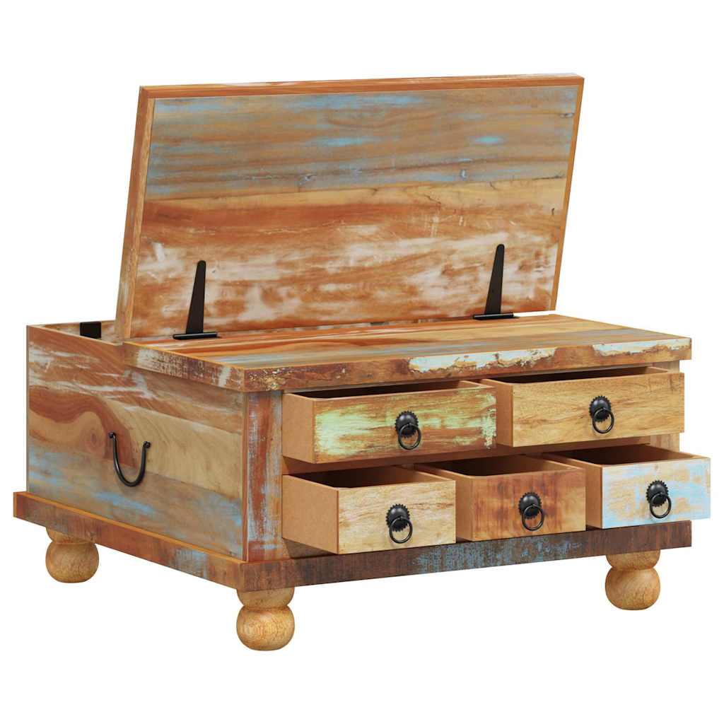 Mesa de centro de madera maciza reciclada 70x70x38 cm