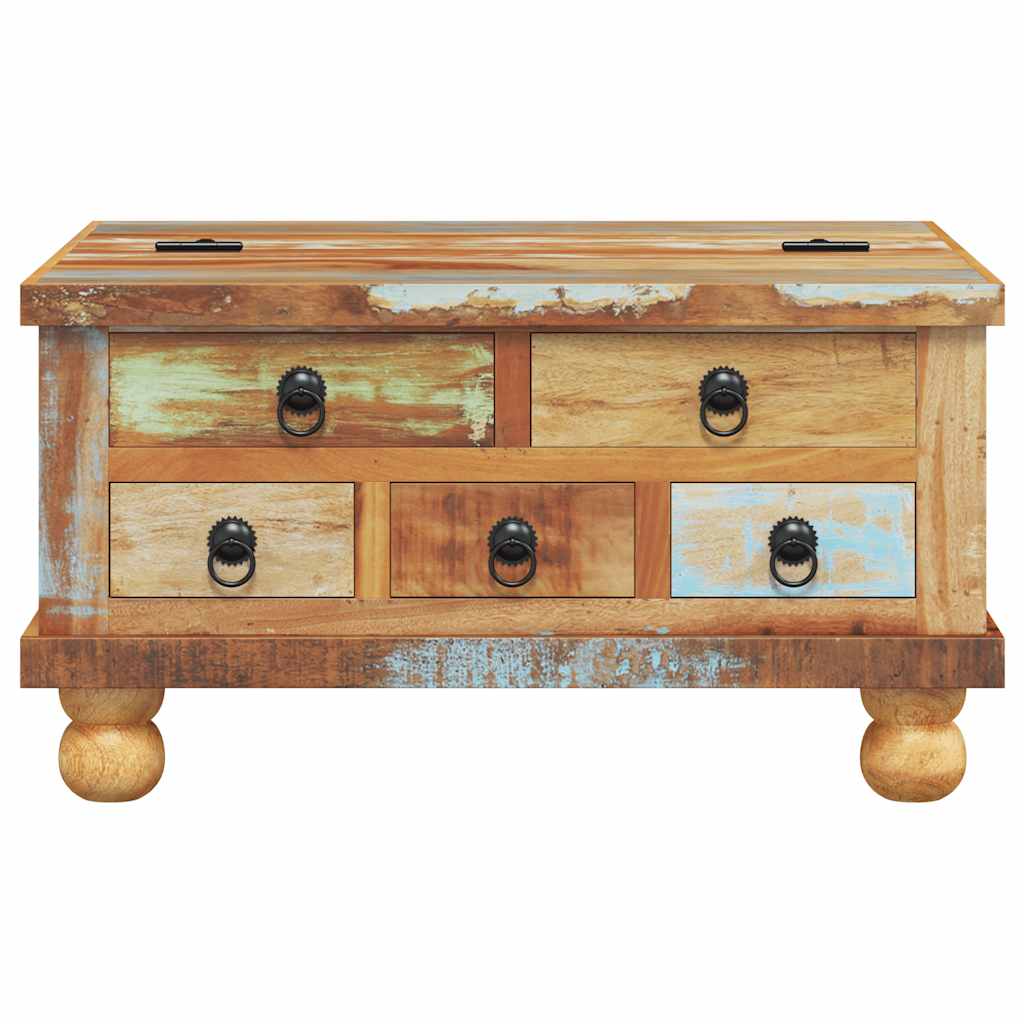 Mesa de centro de madera maciza reciclada 70x70x38 cm