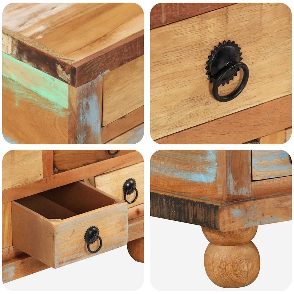 Mesa de centro de madera maciza reciclada 70x70x38 cm