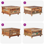 Mesa de centro de madera maciza reciclada 70x70x38 cm