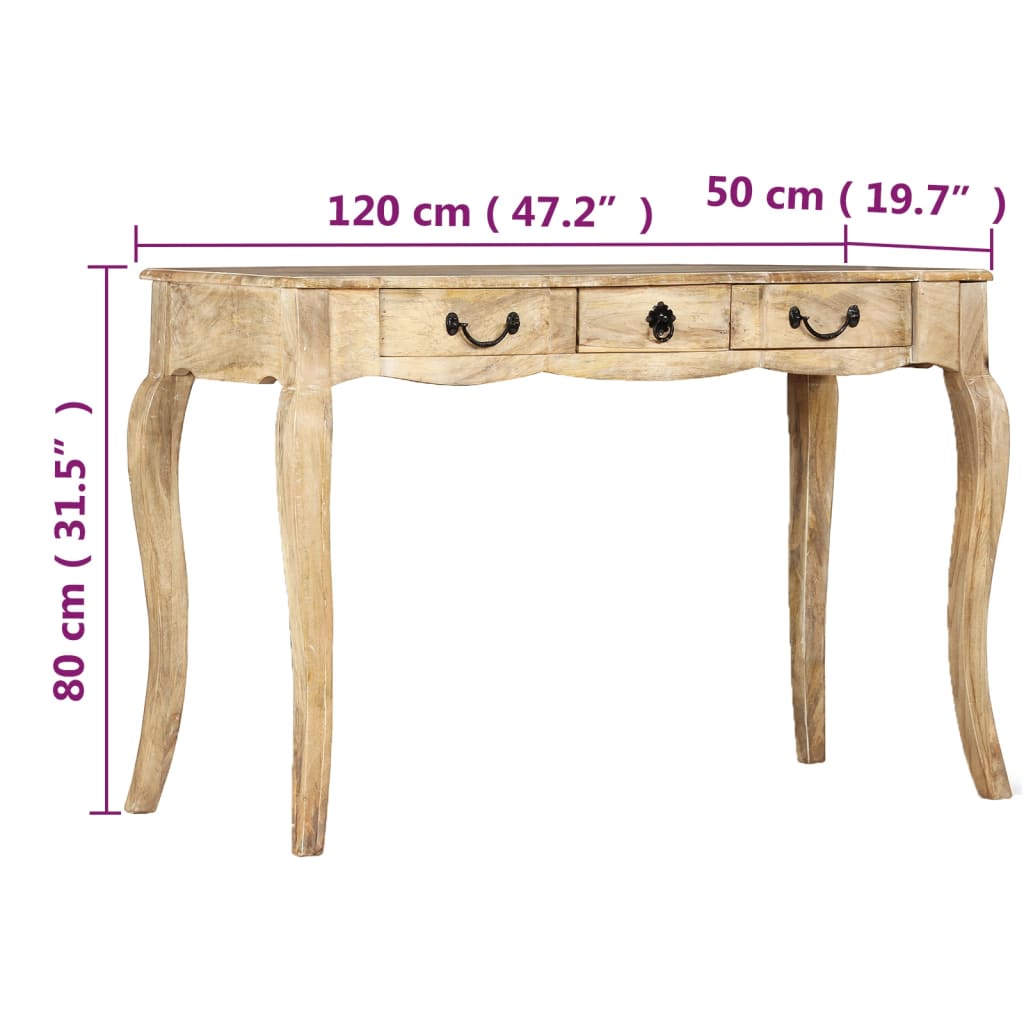 Mesa consola de madera maciza de mango 120x50x80 cm