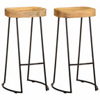 Taburetes de barra de cocina 2 unidades madera maciza de mango