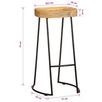 Taburetes de barra de cocina 2 unidades madera maciza de mango