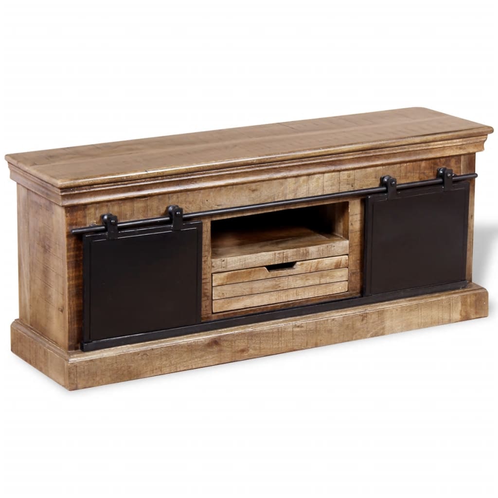 Mueble de TV de madera maciza de mango 100x40x45 cm