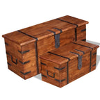 Set de baúl de almacenamiento de madera de acacia 2 unidades