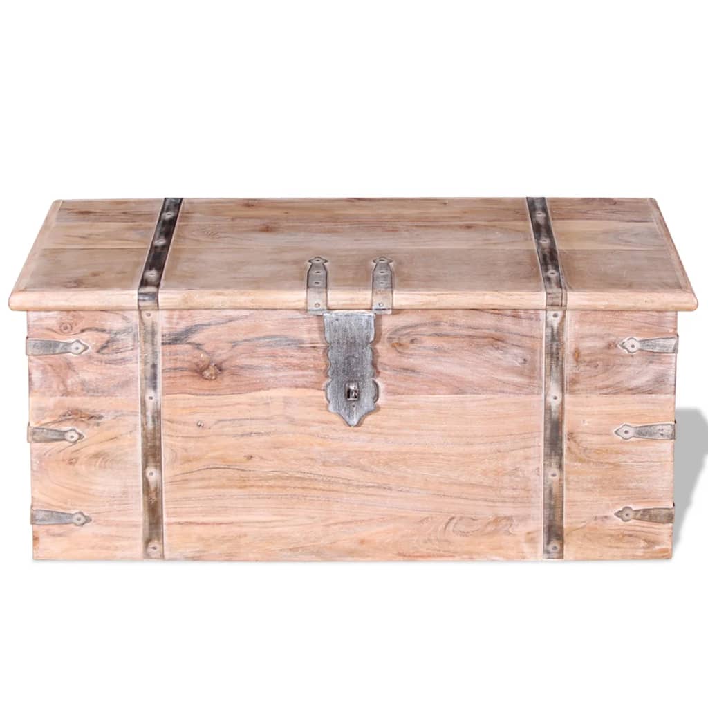 Set de baúl de almacenamiento de madera de acacia 2 unidades