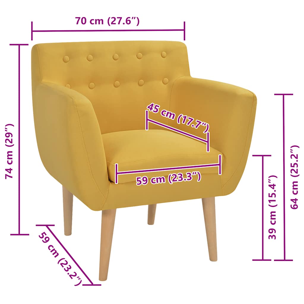 Sillón de tela amarillo
