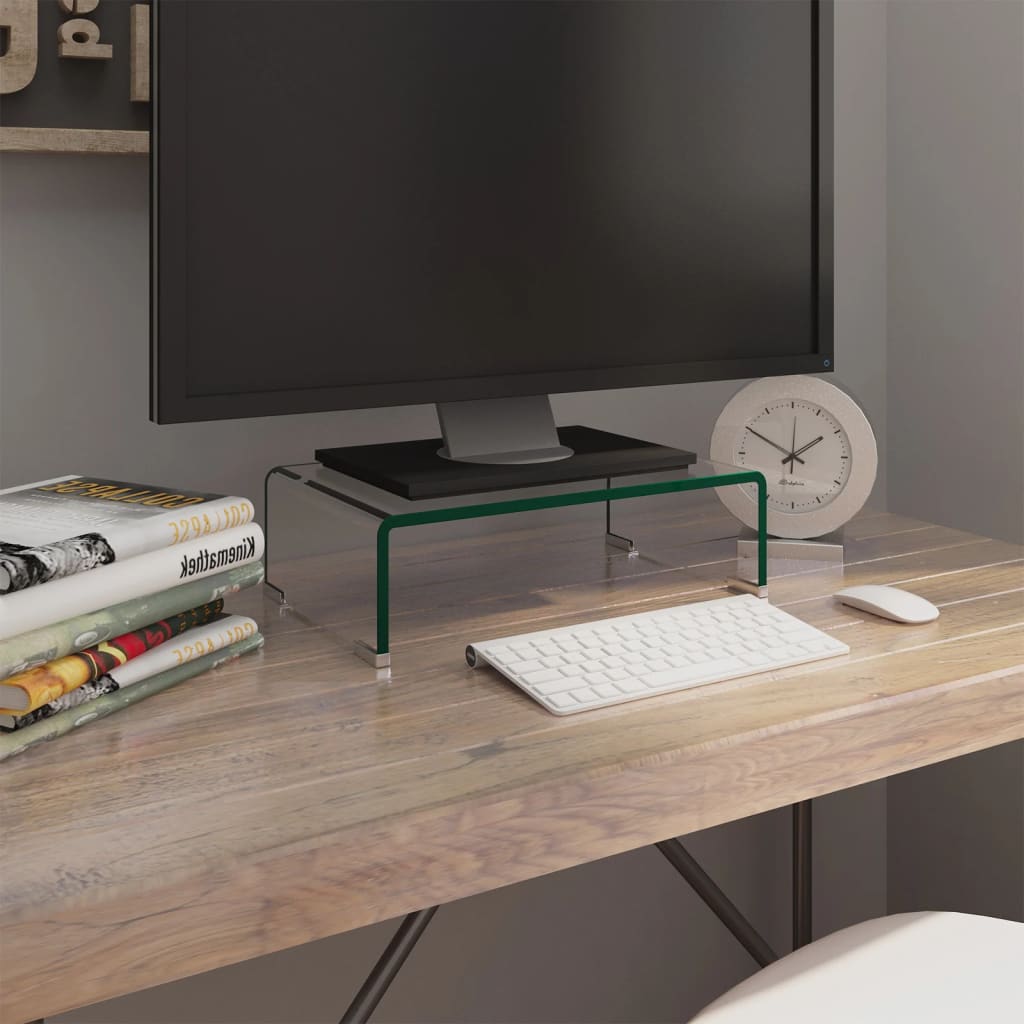 Mueble TV/Elevador de monitor cristal verde 100x30x13 cm