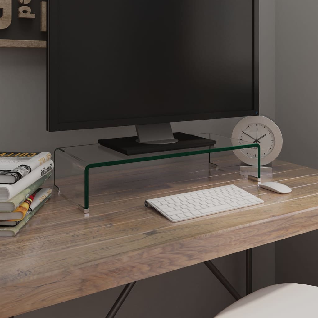 Mueble TV/Elevador de monitor cristal verde 100x30x13 cm