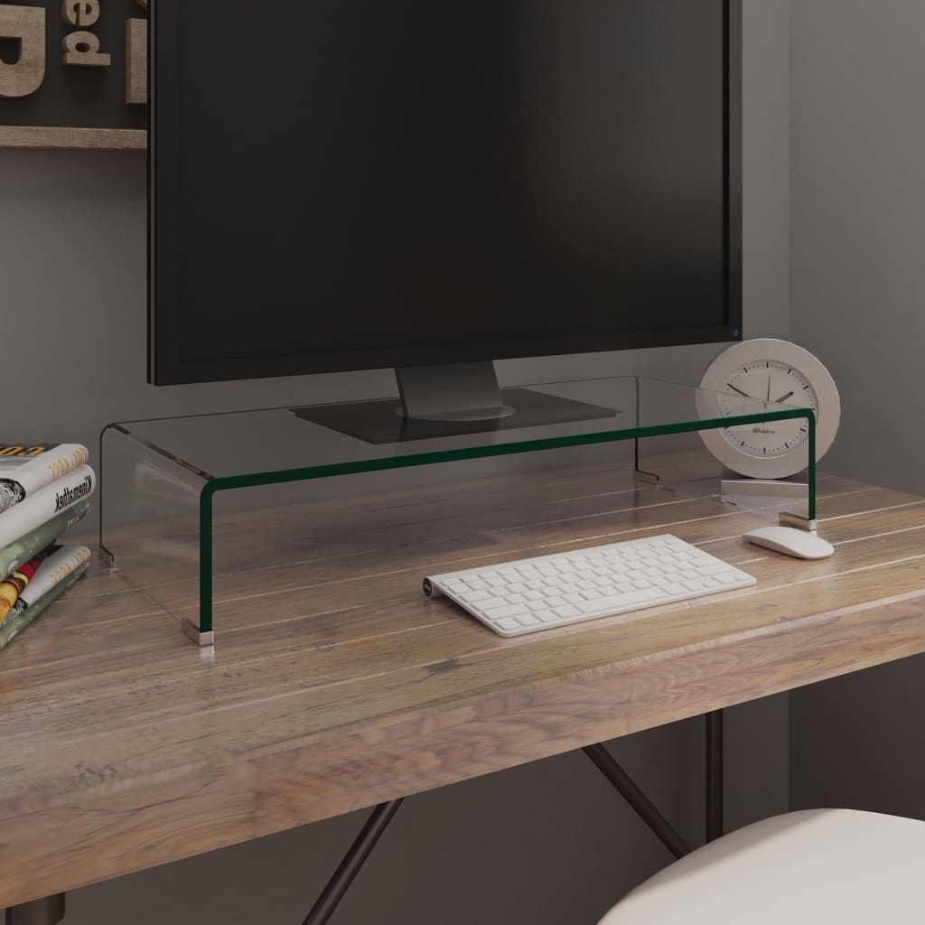 Mueble TV/Elevador de monitor cristal verde 100x30x13 cm