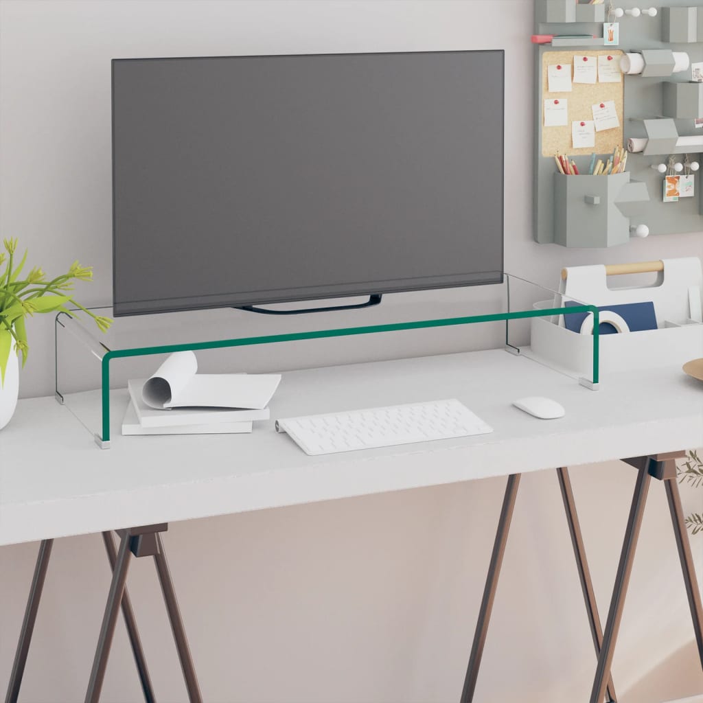 Mueble TV/Elevador de monitor cristal verde 100x30x13 cm