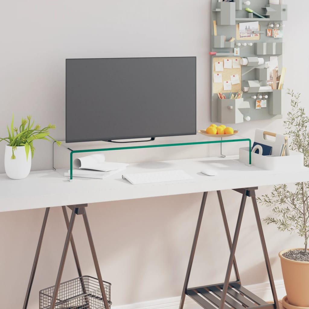 Mueble TV/Elevador de monitor cristal verde 100x30x13 cm