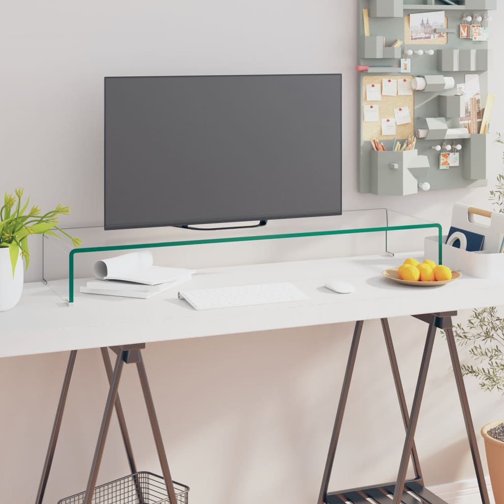 Mueble TV/Elevador de monitor cristal verde 100x30x13 cm