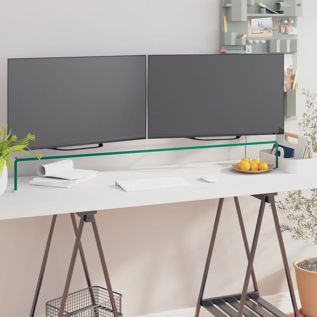 Mueble TV/Elevador de monitor cristal verde 100x30x13 cm