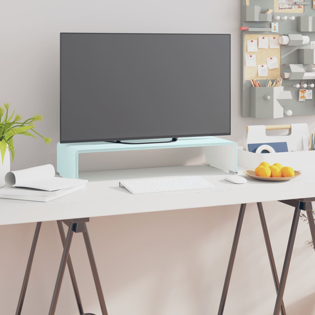 Mueble TV/Elevador de monitor cristal verde 100x30x13 cm