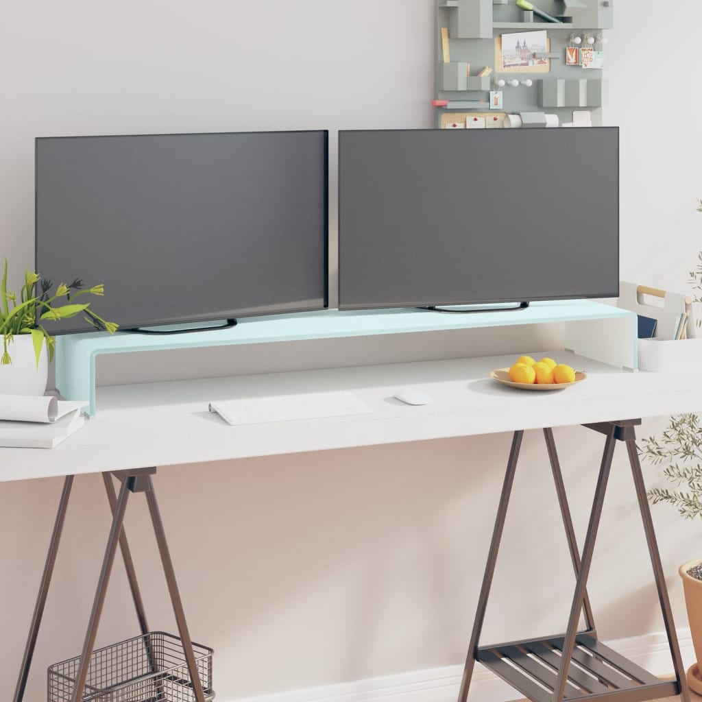 Mueble TV/Elevador de monitor cristal verde 100x30x13 cm