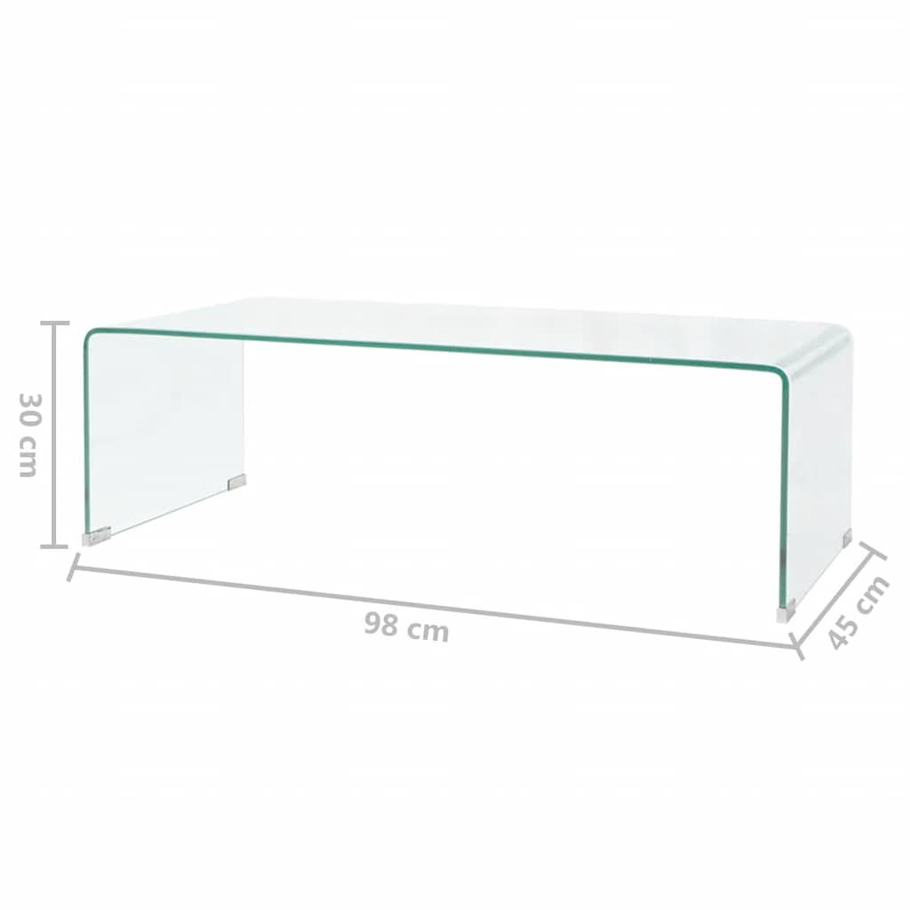 Mesa de centro de vidrio templado transparente 98x45x30 cm