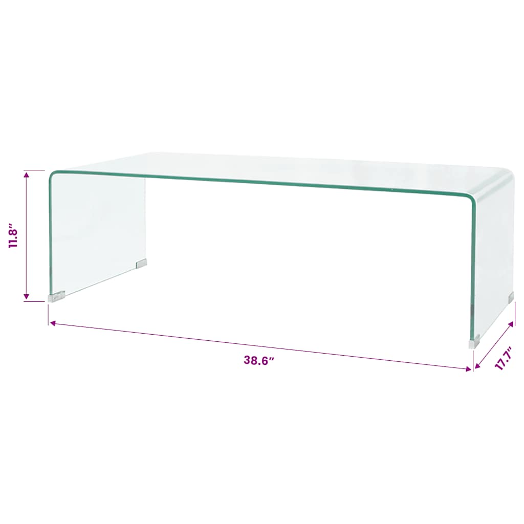 Mesa de centro de vidrio templado transparente 98x45x30 cm