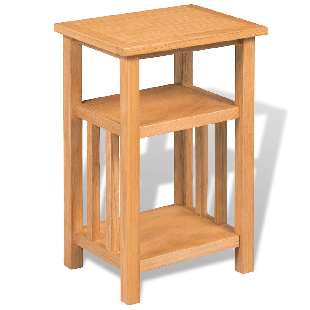 Mesa auxiliar con estante de madera de roble maciza 27x35x55cm