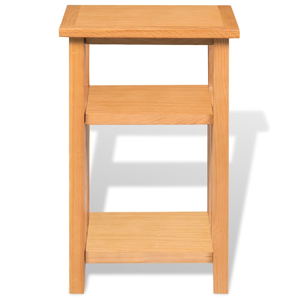 Mesa auxiliar con estante de madera de roble maciza 27x35x55cm