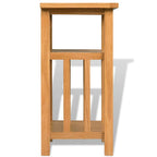 Mesa auxiliar con estante de madera de roble maciza 27x35x55cm