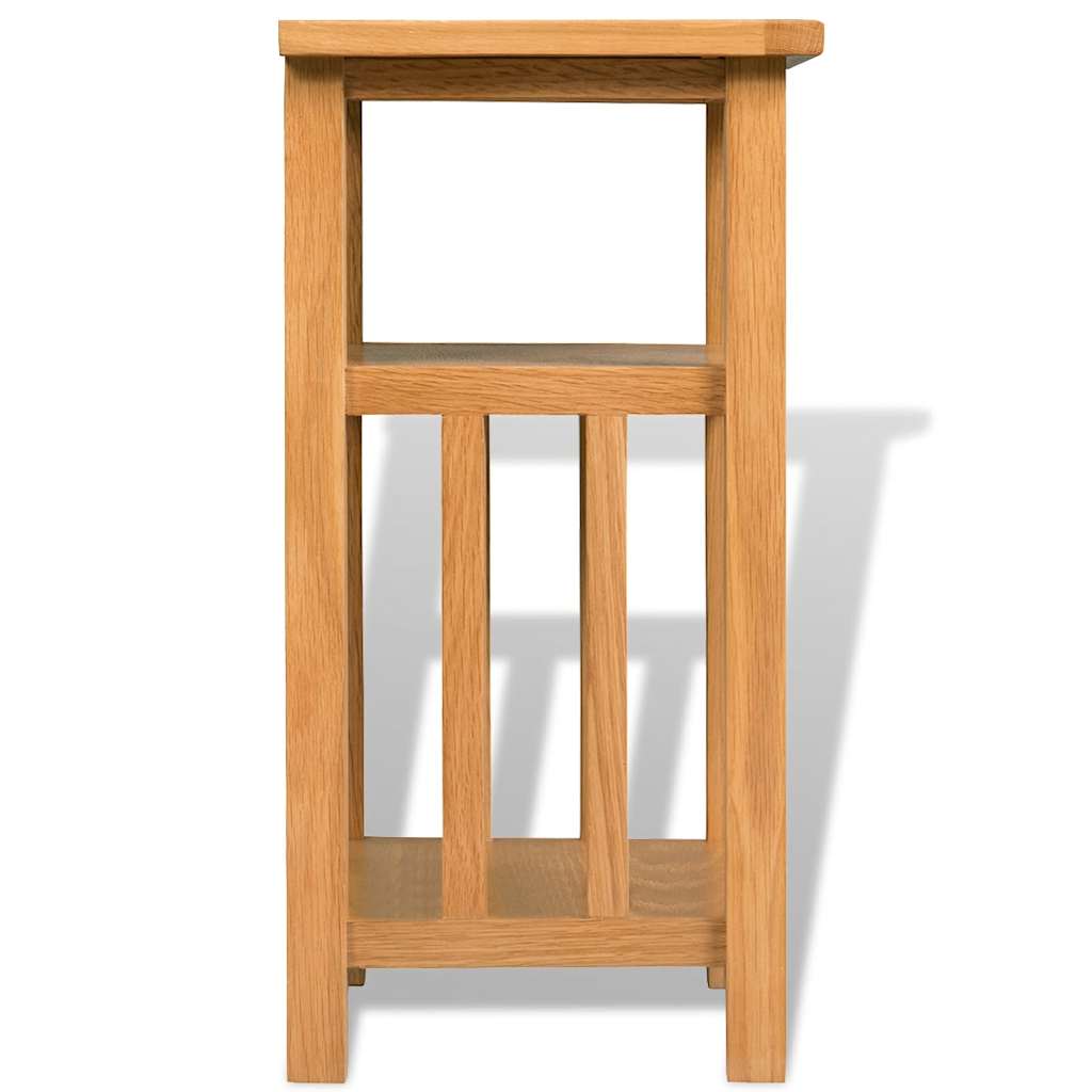Mesa auxiliar con estante de madera de roble maciza 27x35x55cm