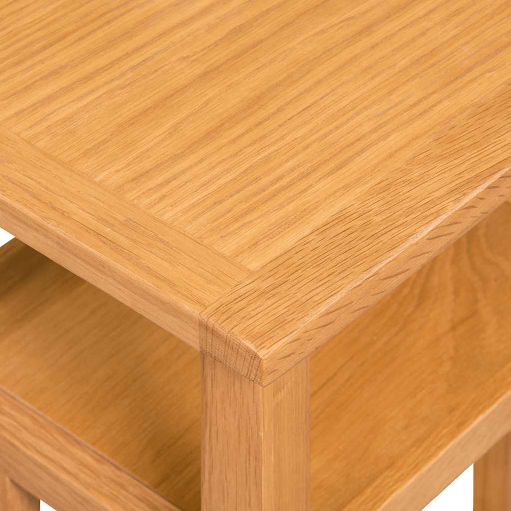 Mesa auxiliar con estante de madera de roble maciza 27x35x55cm