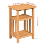 Mesa auxiliar con estante de madera de roble maciza 27x35x55cm