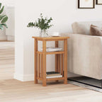 Mesa auxiliar con estante de madera de roble maciza 27x35x55cm