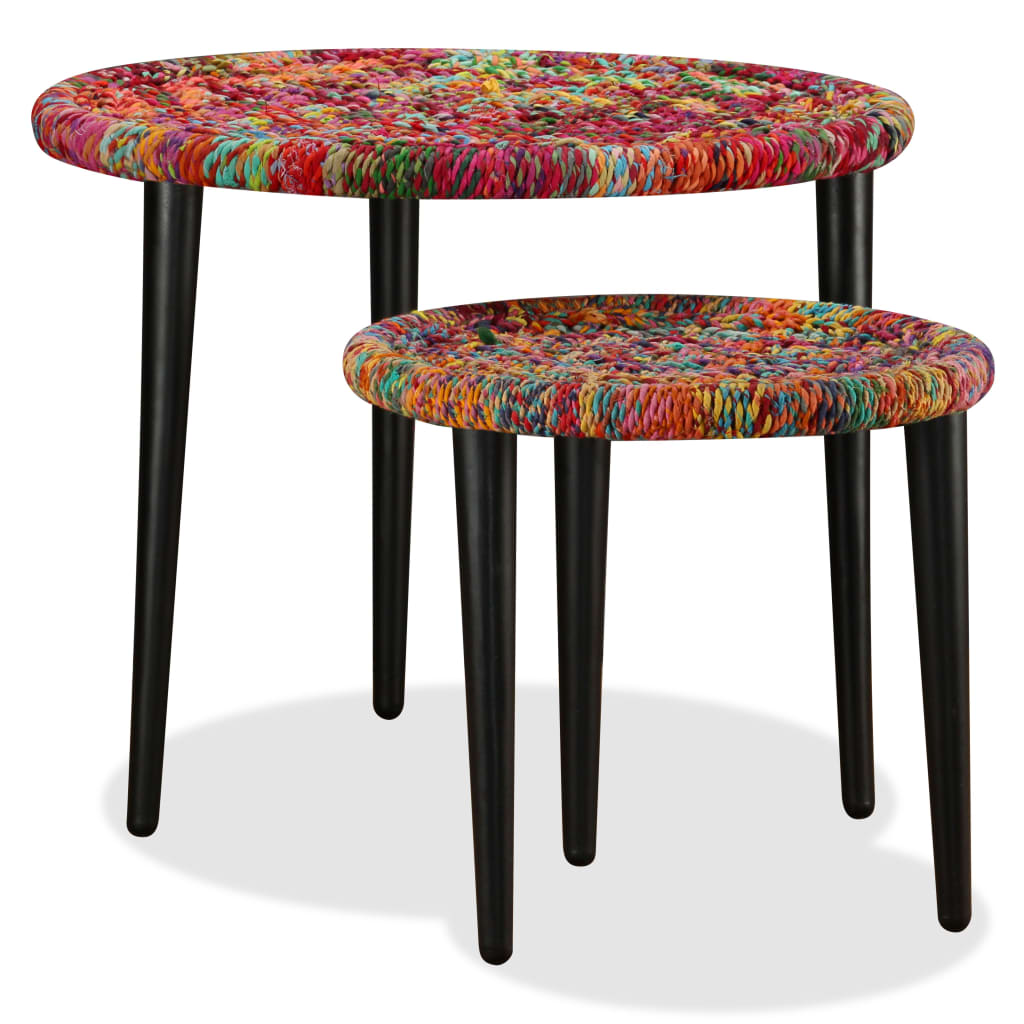 Juego de mesas de centro con detalles chindi 2 uds multicolor