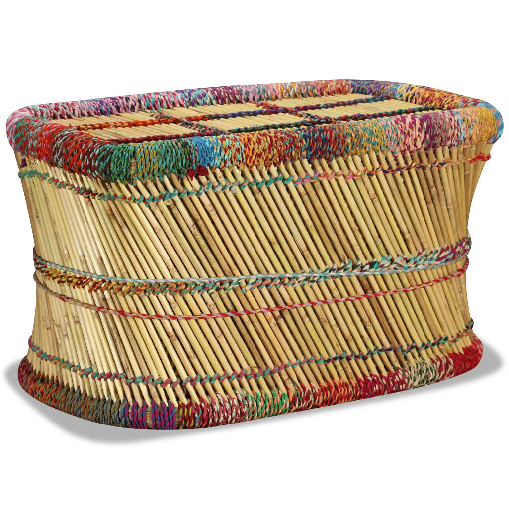 Mesa de centro con detalles chindi bambú multicolor