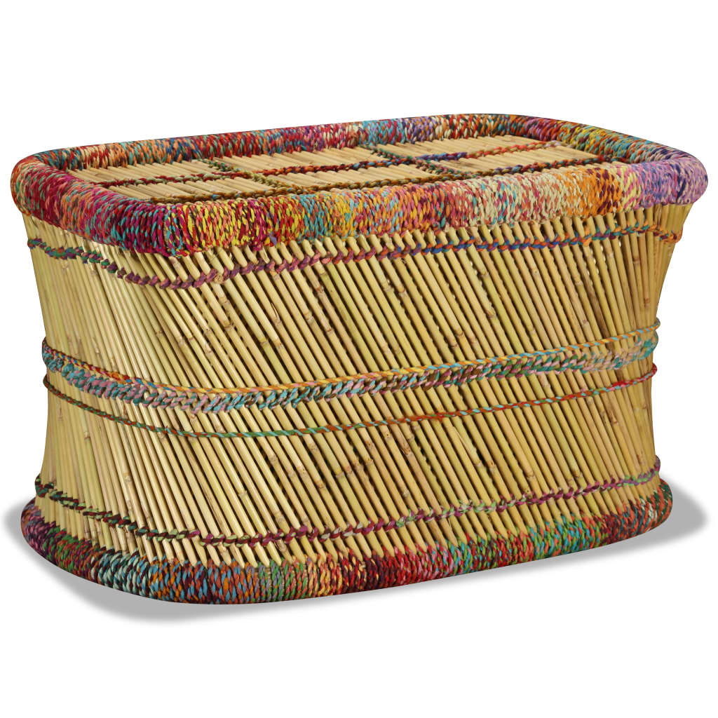 Mesa de centro con detalles chindi bambú multicolor