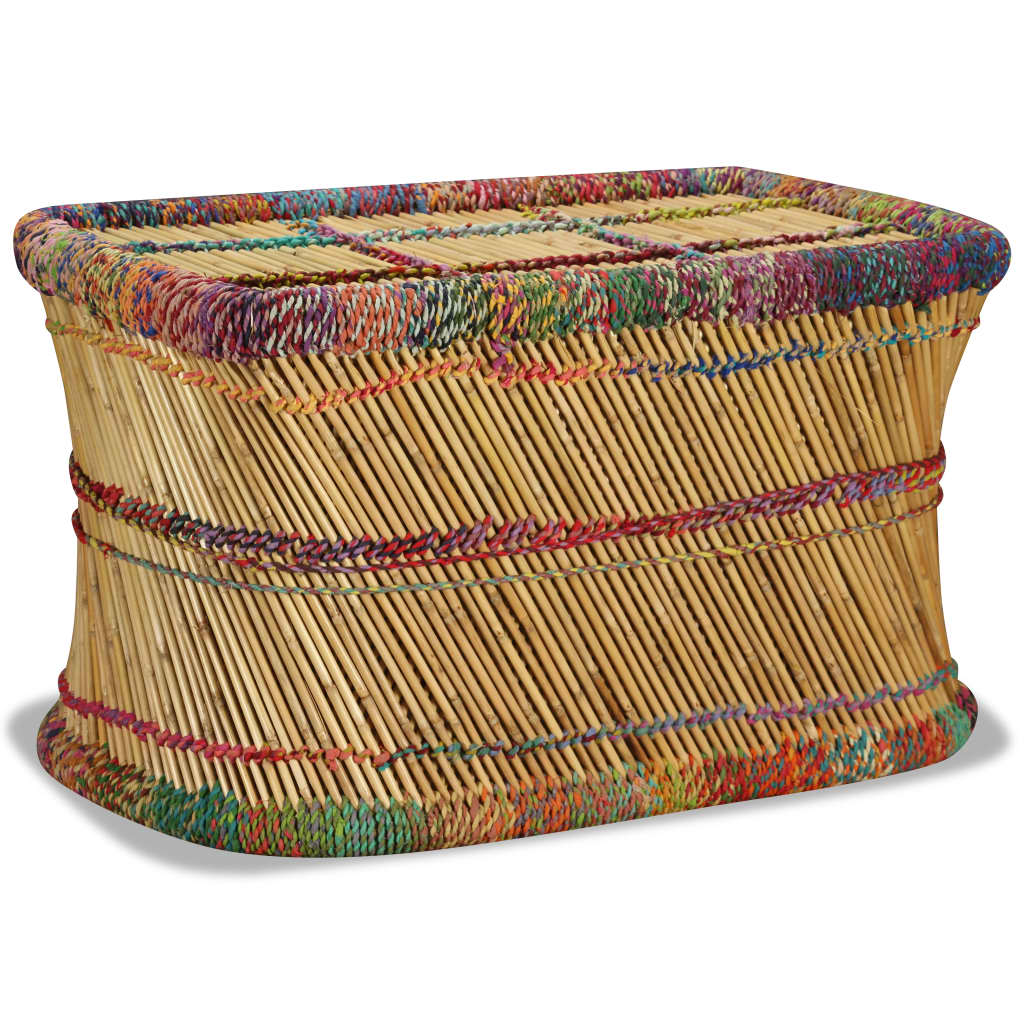 Mesa de centro con detalles chindi bambú multicolor